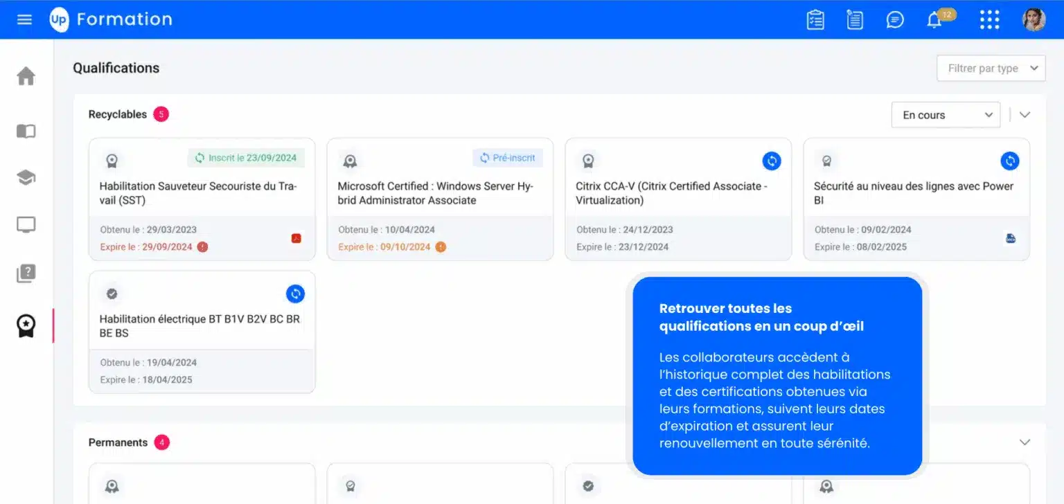 Consulter les certifications et habilitations