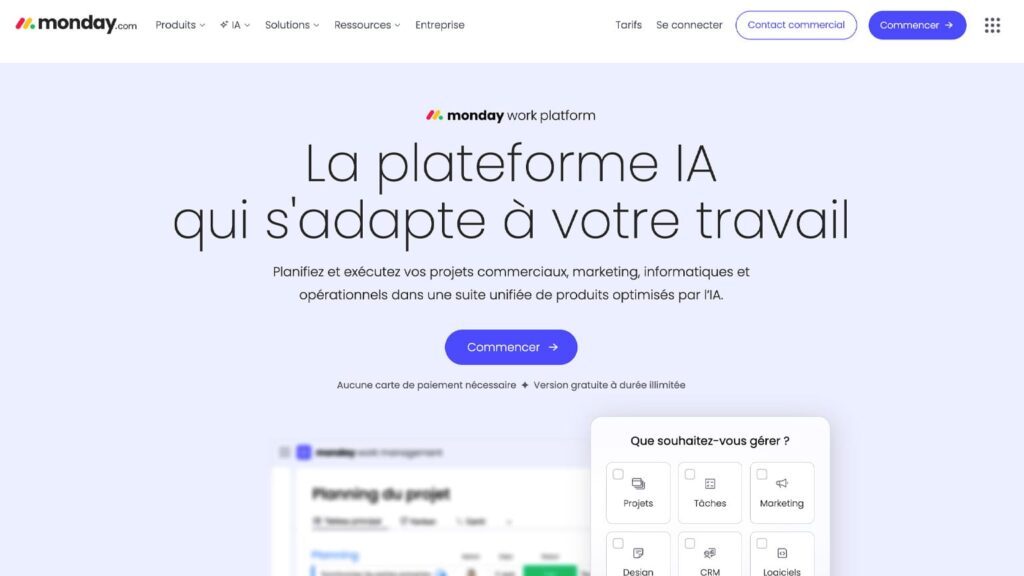 Monday, outil de work management